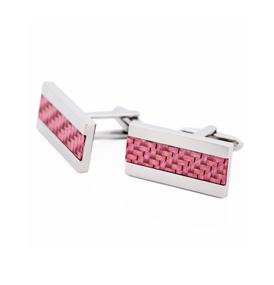 Stainless Steel Pink Fibreglass Cufflinks