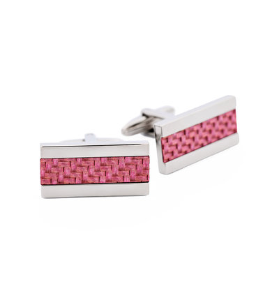 Stainless Steel Pink Fibreglass Cufflinks