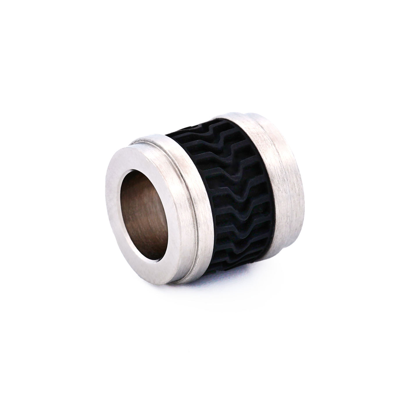 Steel Black Rubber Bead