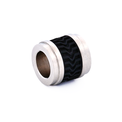 Steel Black Rubber Bead