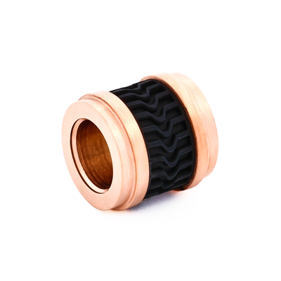 Ion Plated Rose Gold Black Rubber Bead
