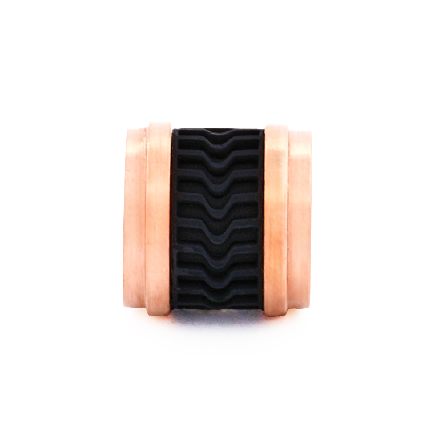 Ion Plated Rose Gold Black Rubber Bead