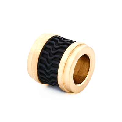 Ion Plated Gold Black Rubber Bead