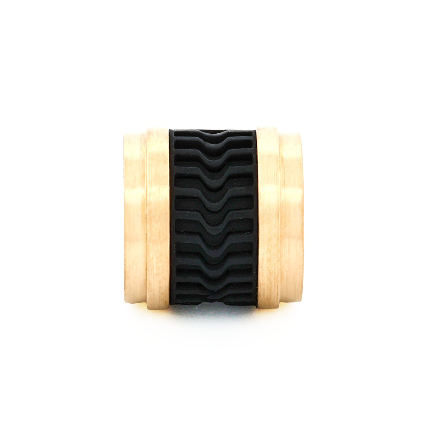 Ion Plated Gold Black Rubber Bead