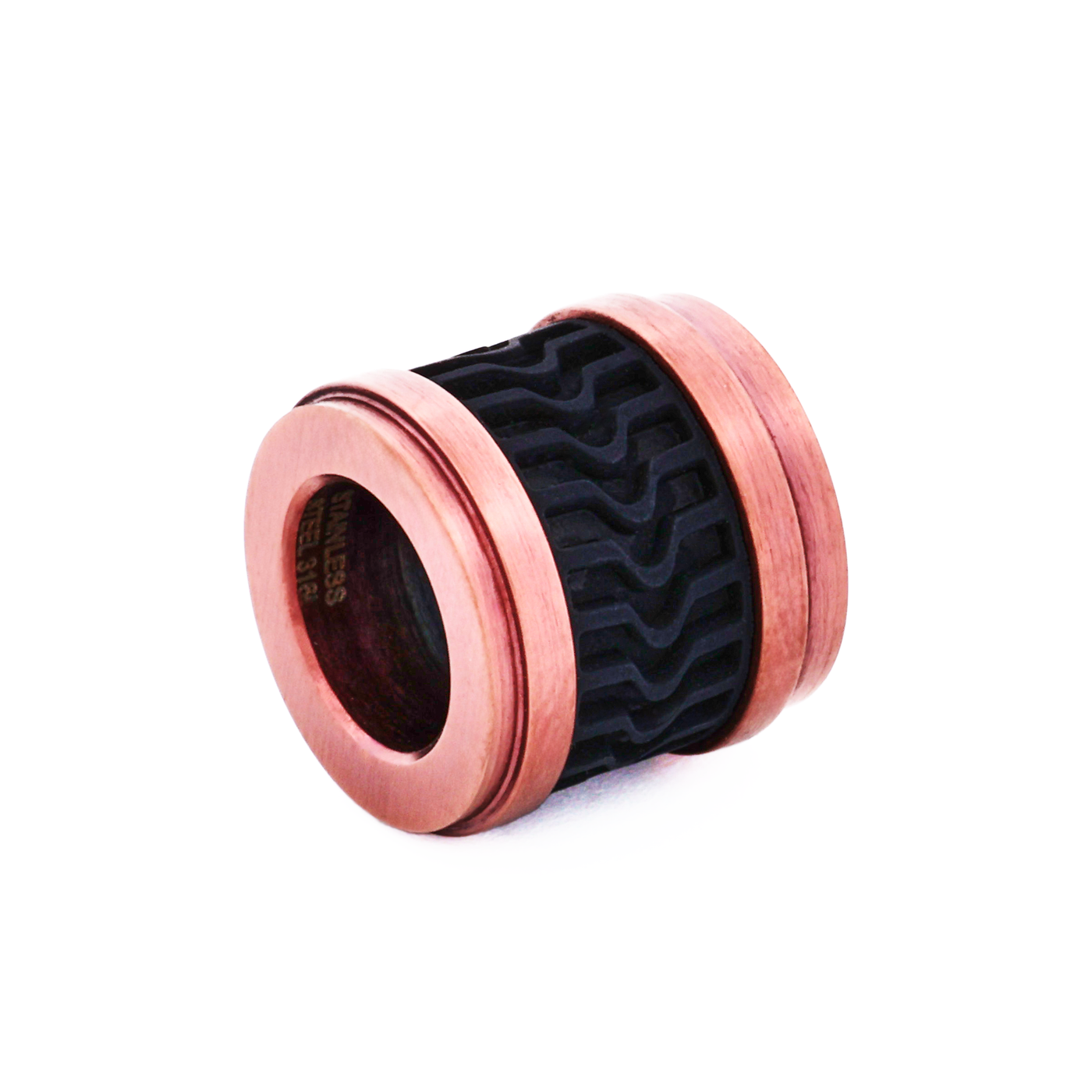 Ion Plated Brown Black Rubber Bead