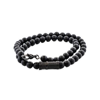Agate Stone & Ion Plated Black Stainless Steel Pendant