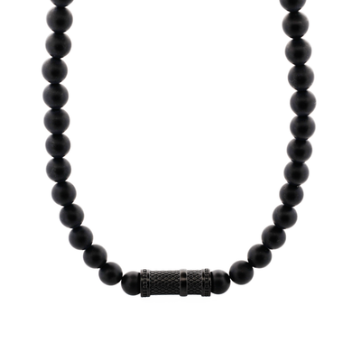 Agate Stone & Ion Plated Black Stainless Steel Pendant