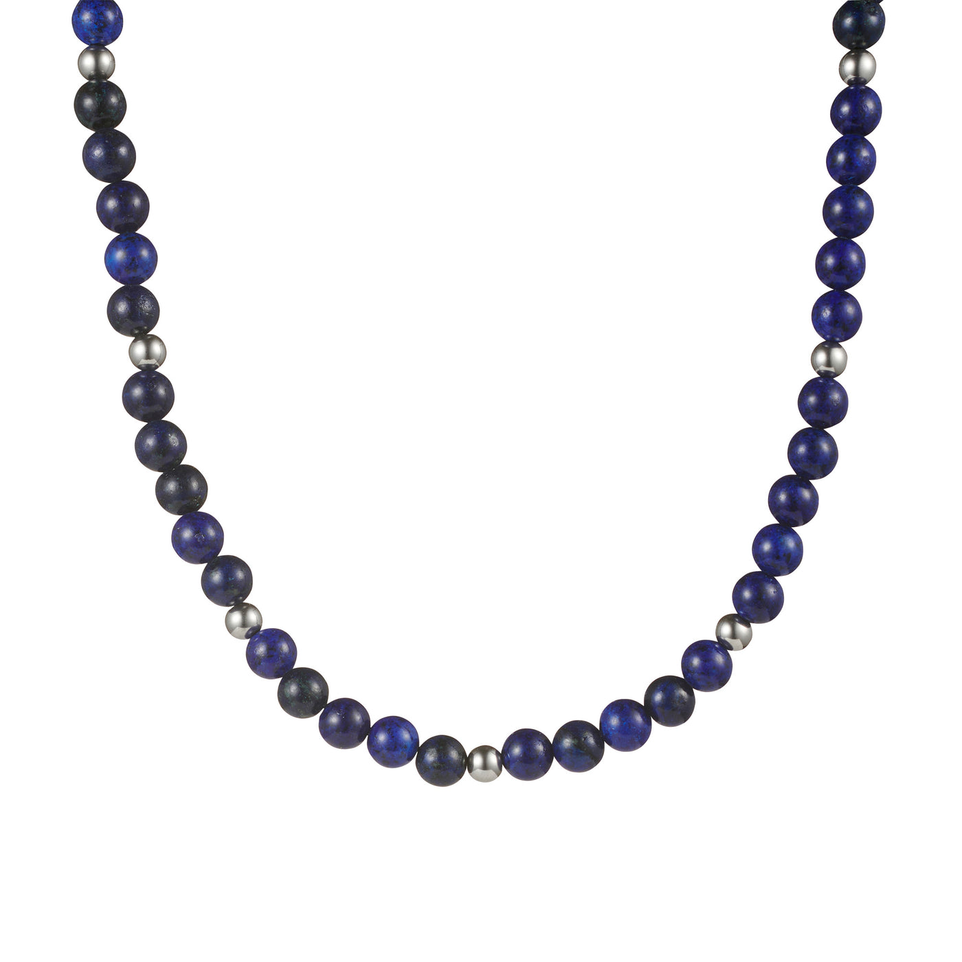 Stainless Steel & Lapis Beaded Neck Chain