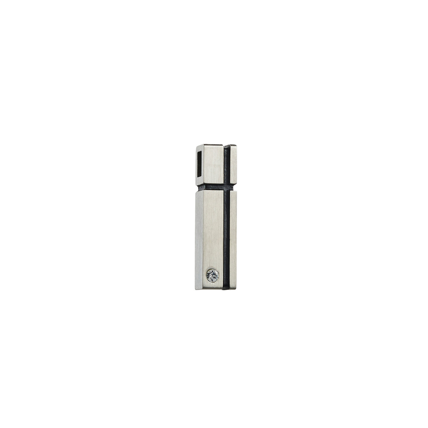 Stainless Steel Pendant - Black Enamel with Cz - No Chain