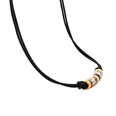 Stainless Steel &Ion Plated Gold Bead Pendant