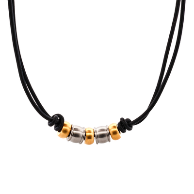 Stainless Steel &Ion Plated Gold Bead Pendant