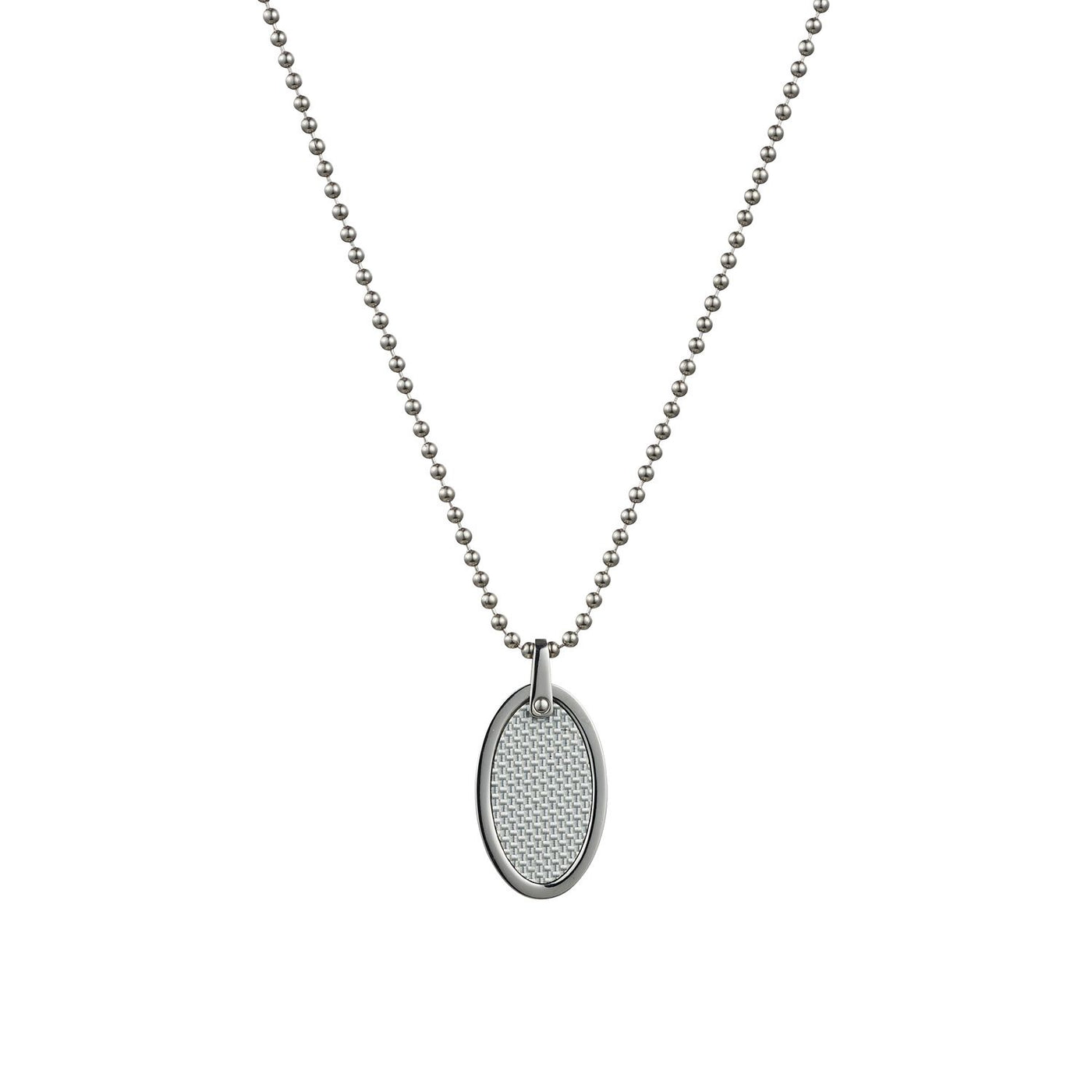 Stainless Steel & Fibreglass Oval Pendant on 55cm Ball Chain