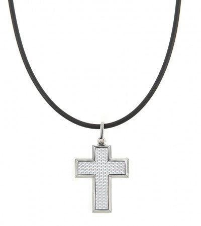 Stainless Steel Large Fibreglass Cross on Rubber Chain