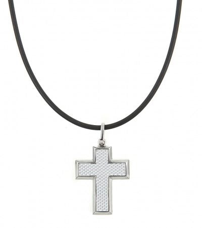 Stainless Steel Large Fibreglass Cross on Rubber Chain