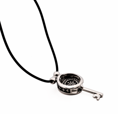 Alloy Coin & Key Pendant on Rubber Chain