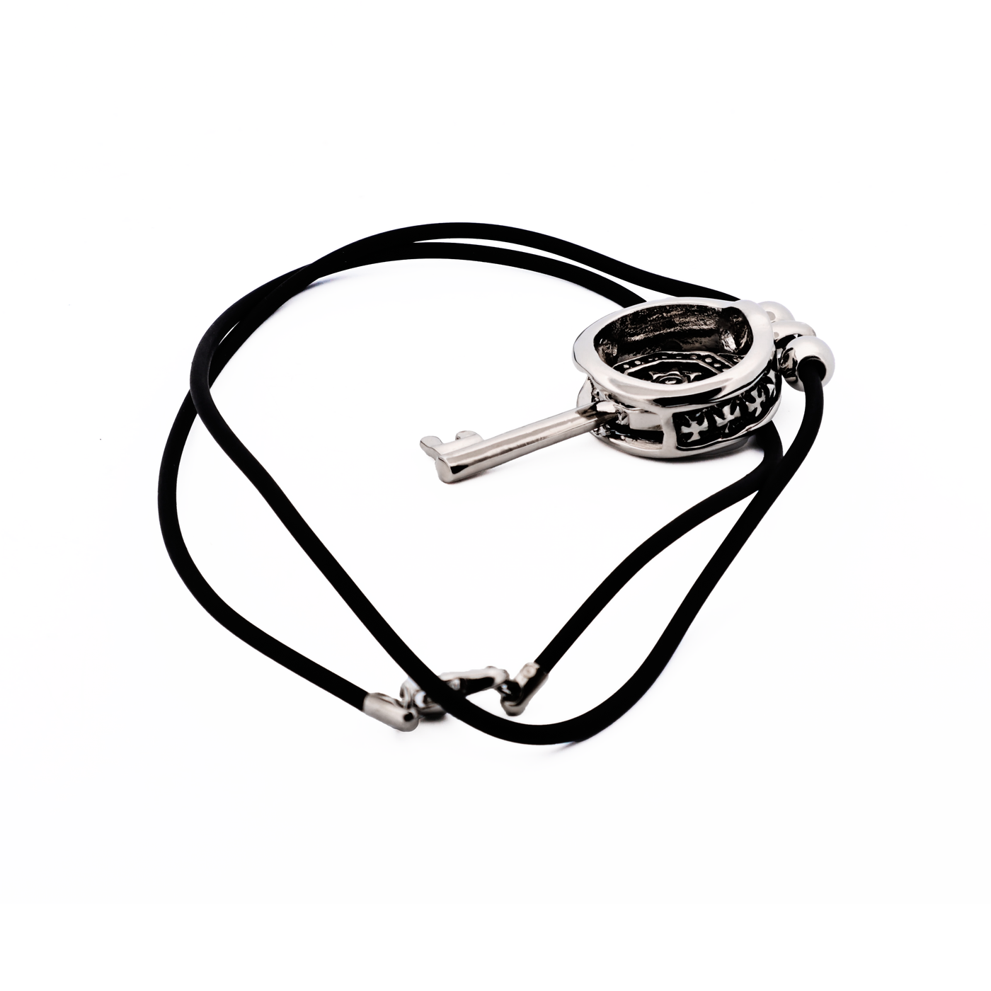 Alloy Coin & Key Pendant on Rubber Chain
