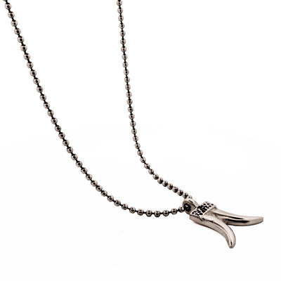 Silver Plated Tusk Pendant & 50cm Ball Chain