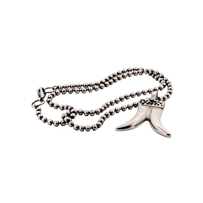 Silver Plated Tusk Pendant & 50cm Ball Chain