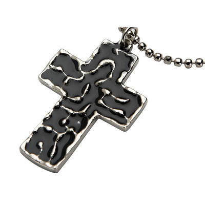 Large Black Enamel Cross on Ball Chain