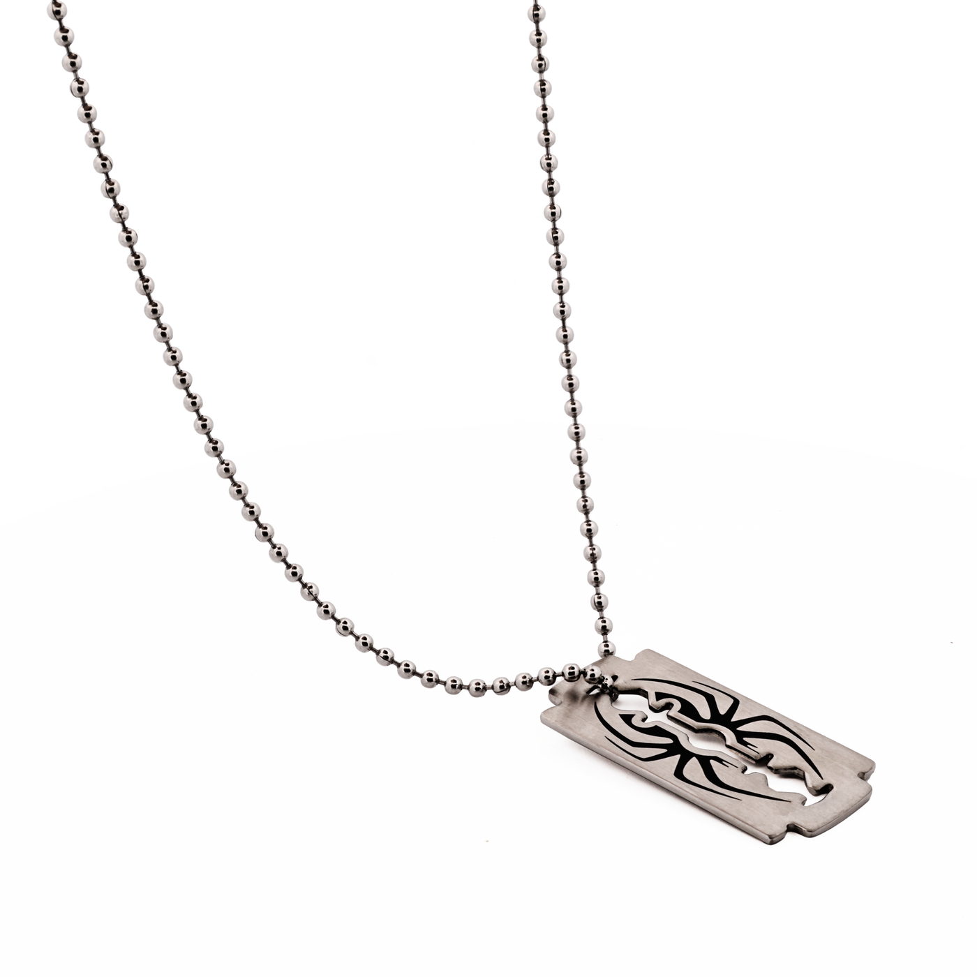 Stainless Steel Razor & Spider Pendant & 55cm Ball Chain