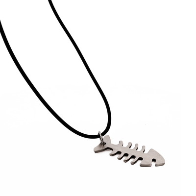 Stainless Steel Fish Pendant on 55cm Rubber Chain