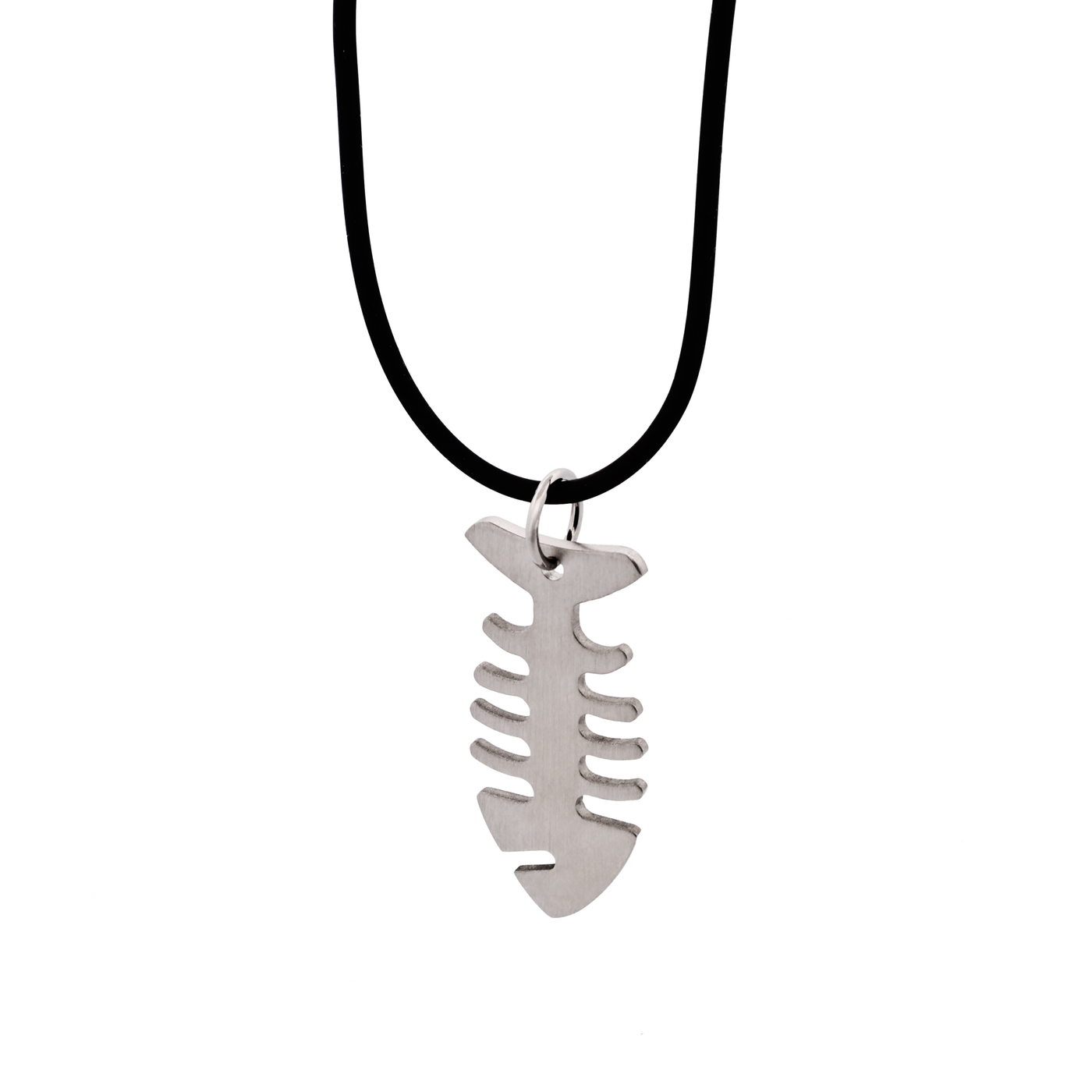 Stainless Steel Fish Pendant on 55cm Rubber Chain