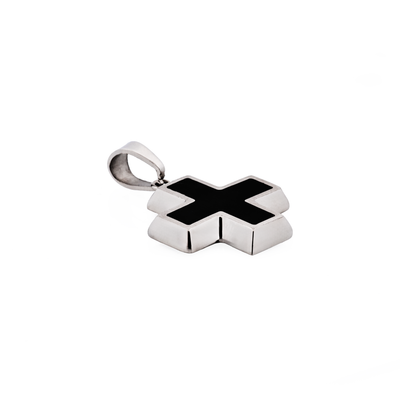 Stainless Steel Black Cross Pendant