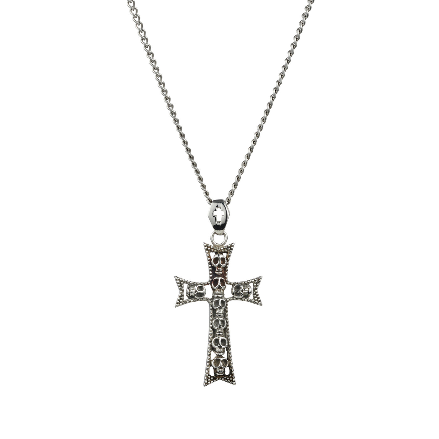 Alloy & Gothic Skull Cross Pendant on 55cm Chain