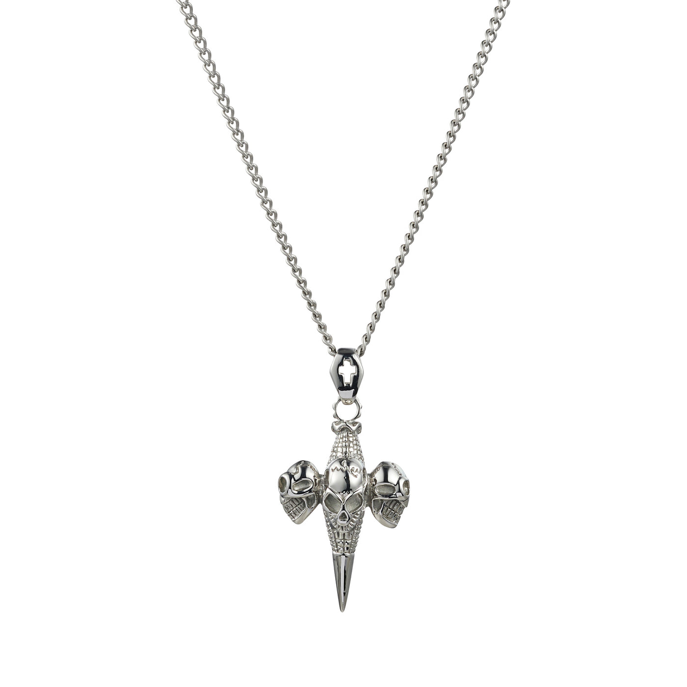 Alloy & Triple Skull Cross Pendant on Chain
