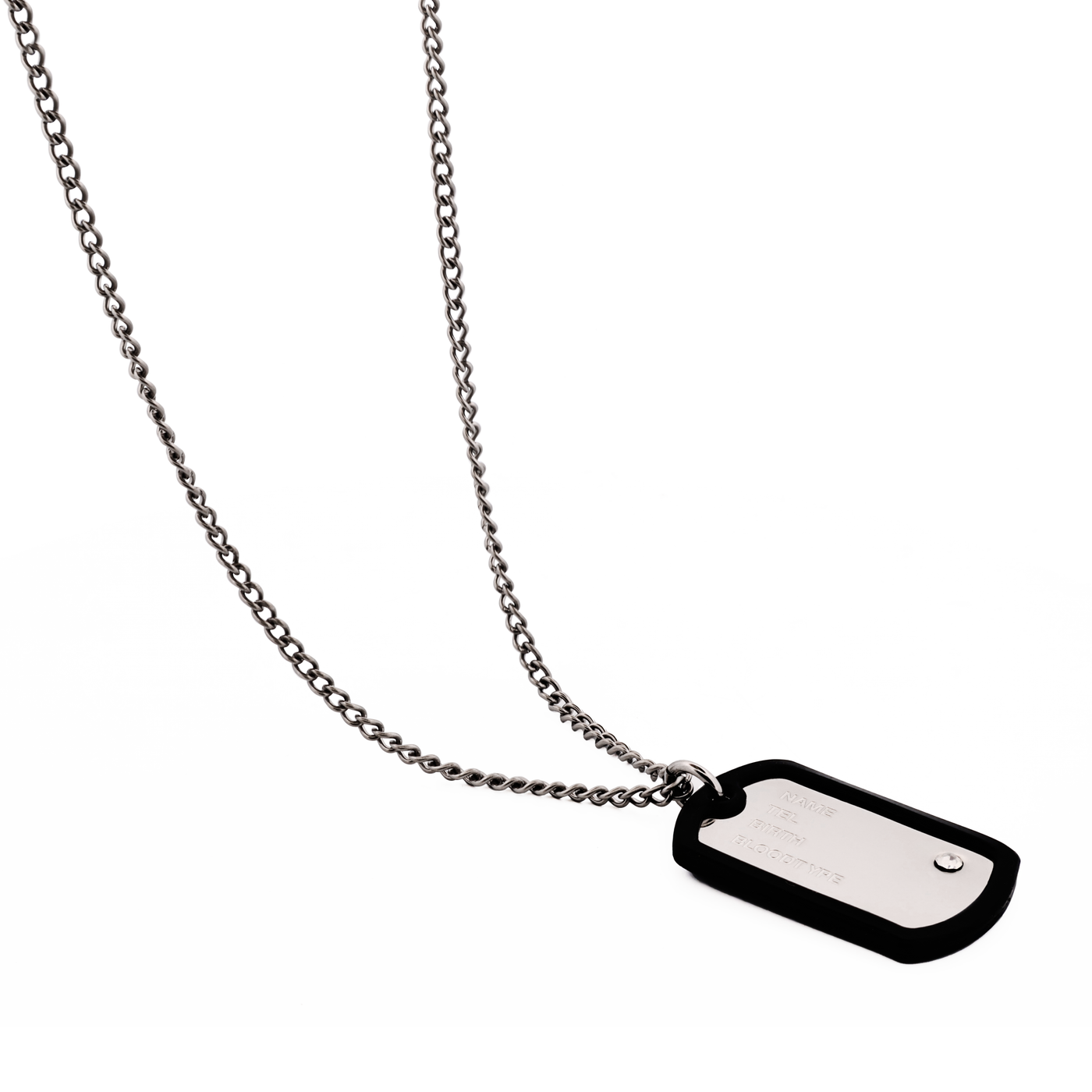 Stainless Steel & Rubber Dog Tag & Chain