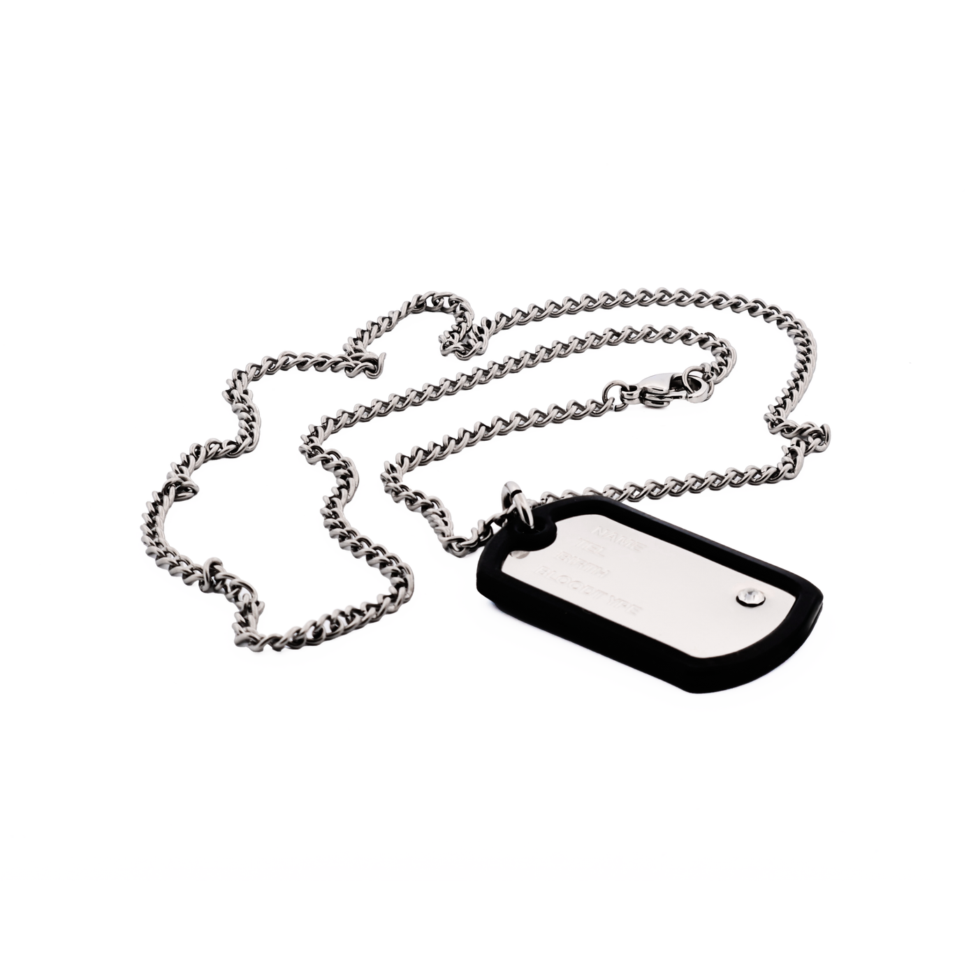 Stainless Steel & Rubber Dog Tag & Chain