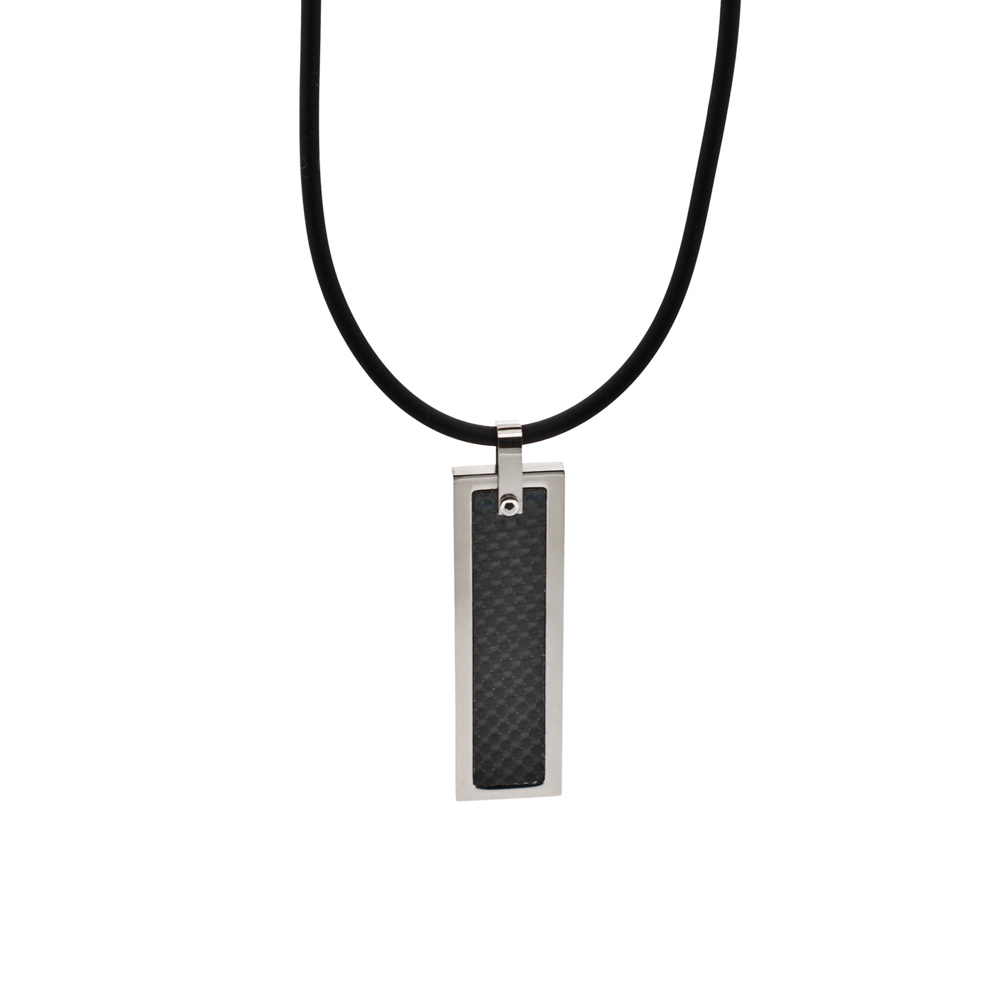 Stainless Steel & Carbon Fibre Dog Tag & Rubber Chain