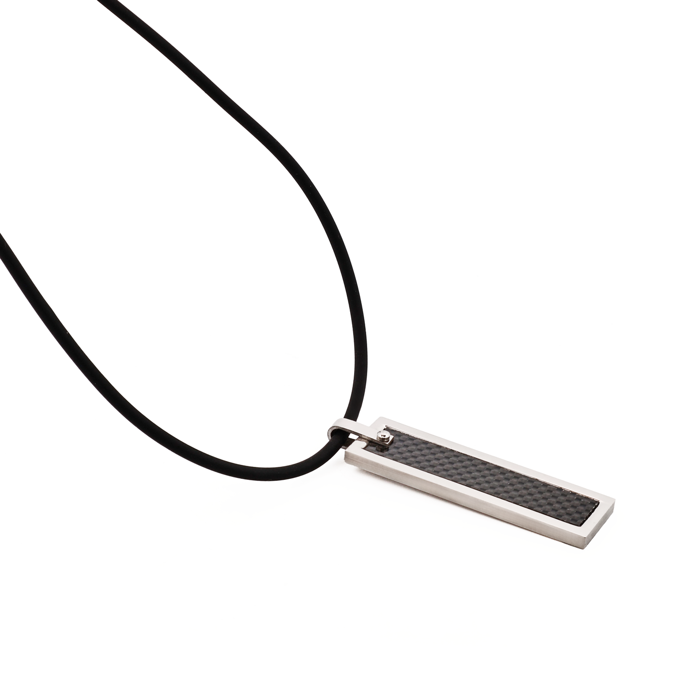 Stainless Steel & Carbon Fibre Dog Tag & Rubber Chain