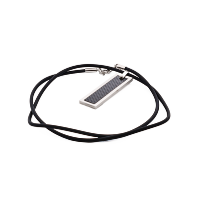Stainless Steel & Carbon Fibre Dog Tag & Rubber Chain