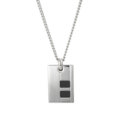 Brushed Stainless Steel & Rubber Inlay Pendant on Curbed Link Chain