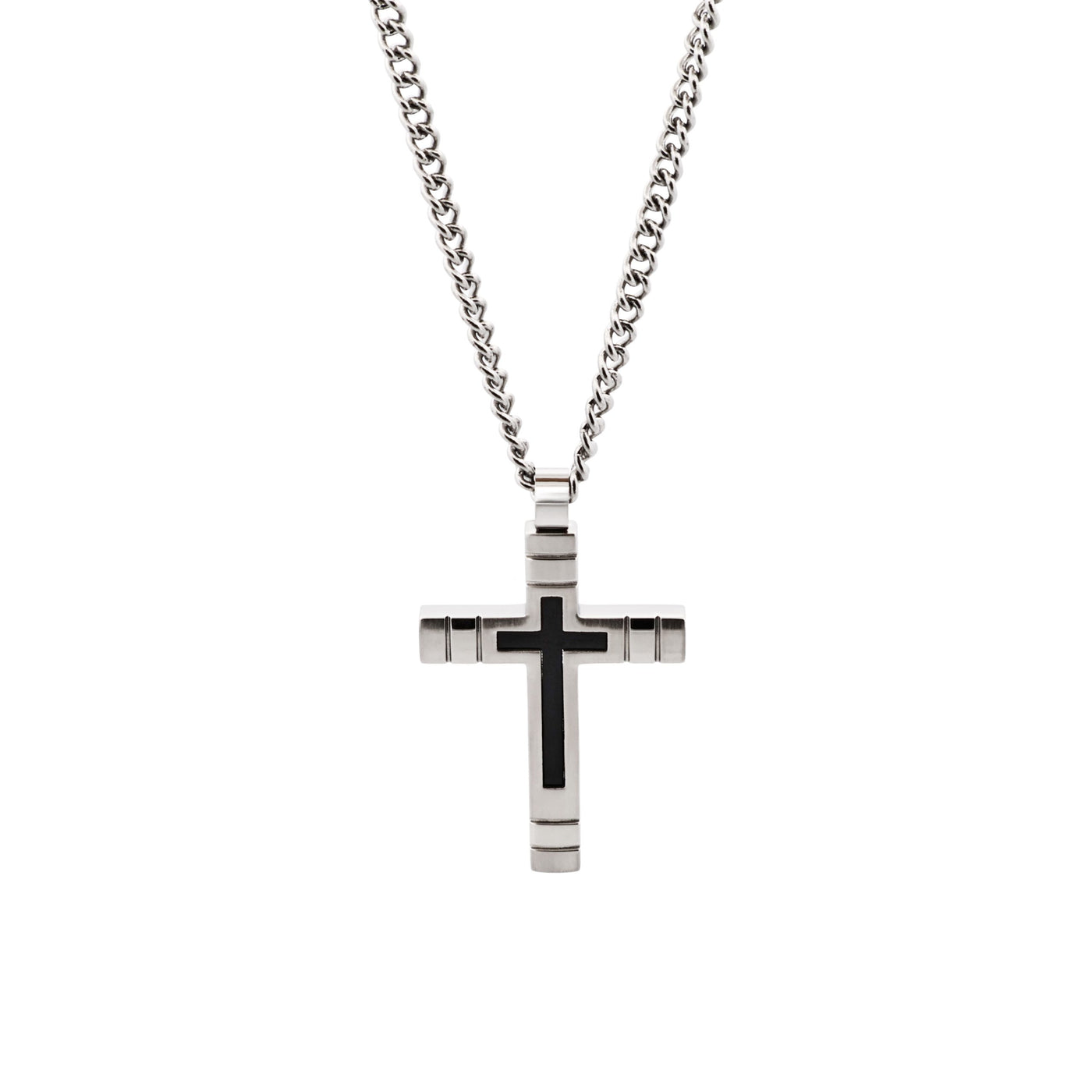 Stainless Steel/IP Black Cross