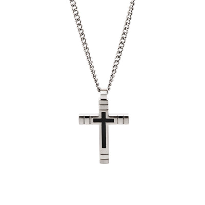 Stainless Steel/IP Black Cross