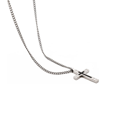 Stainless Steel/IP Black Cross