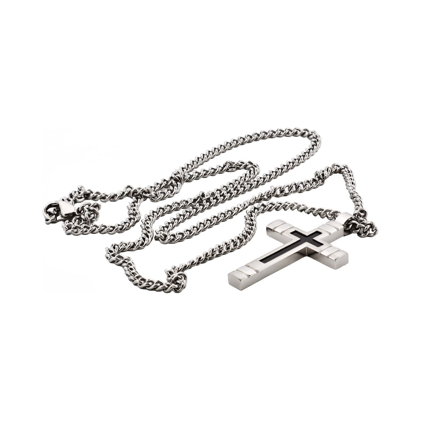 Stainless Steel/IP Black Cross