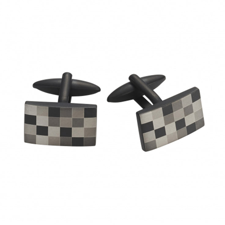 Stainless Steel Ion Plated Gradient Check Cufflinks