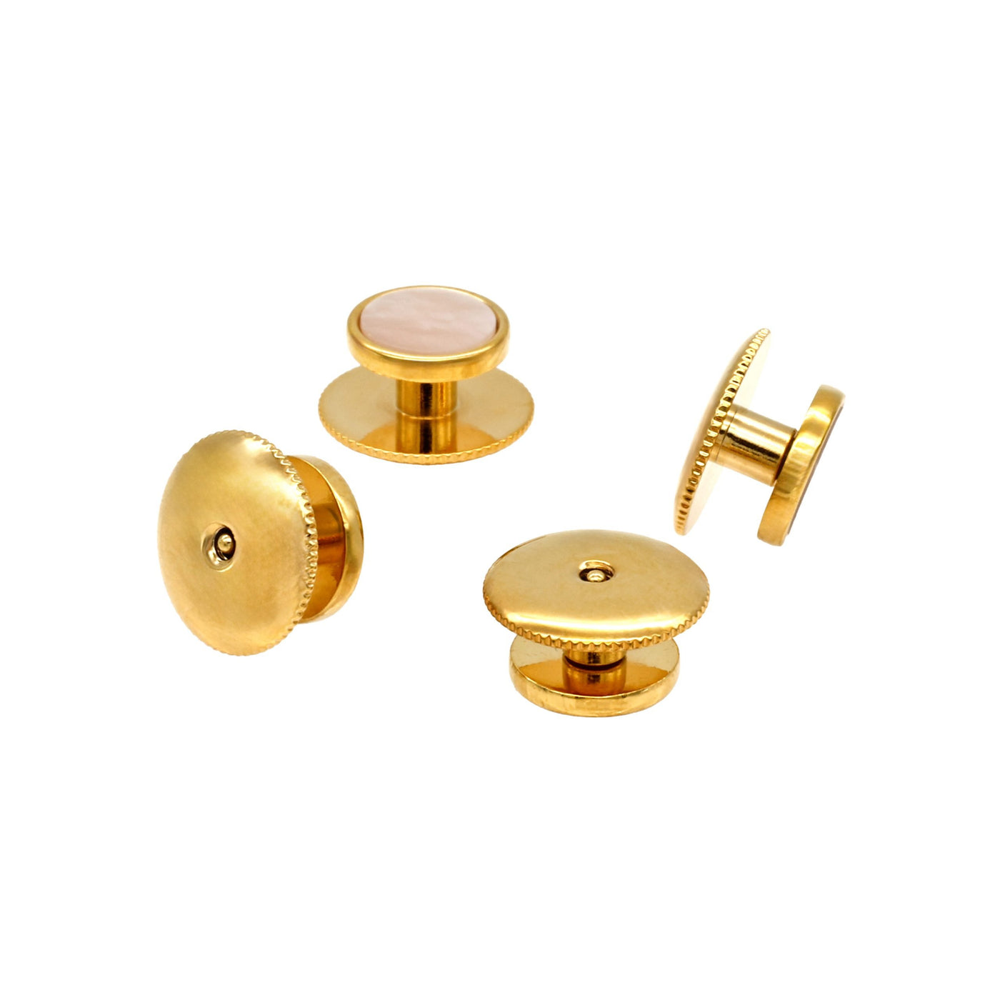 Round gold with MOP insert & screw back stud (pack of 4)