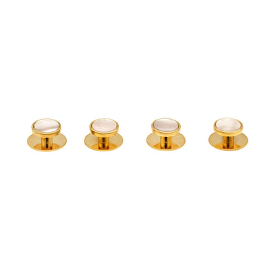 Round gold with MOP insert & screw back stud (pack of 4)