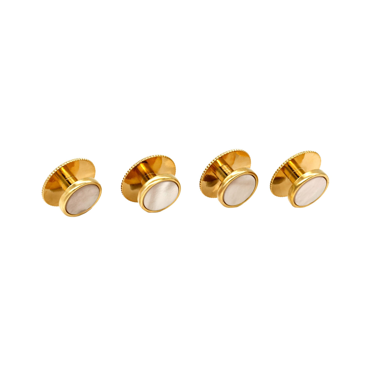 Round gold with MOP insert & screw back stud (pack of 4)