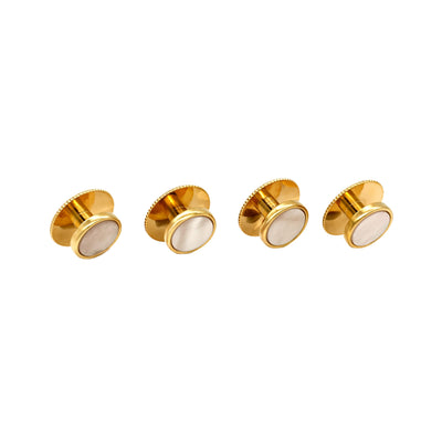 Round gold with MOP insert & screw back stud (pack of 4)