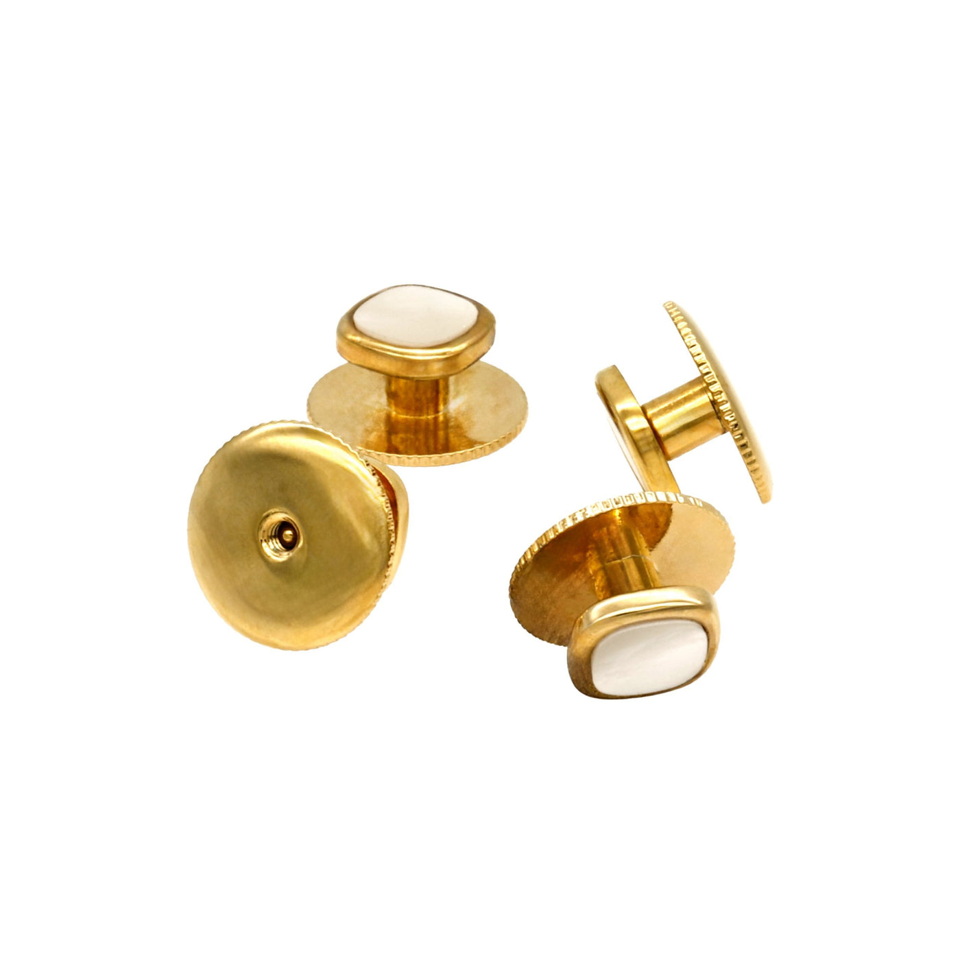 Gold Mother Of Pearl Cushion Screw Shirt Stud