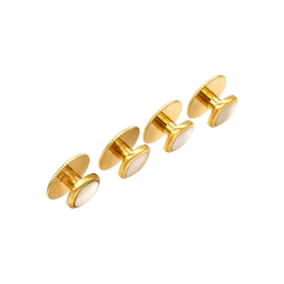 Gold Mother Of Pearl Cushion Screw Shirt Stud
