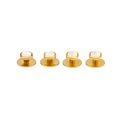 Gold Mother Of Pearl Cushion Screw Shirt Stud