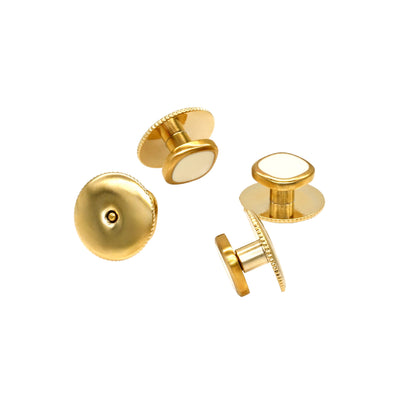 square gold with white  insert & screw back stud (pack of 4)