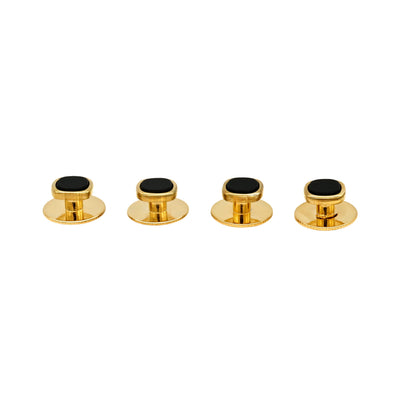 Gold Black Cushion Screw Shirt Stud (Set of 4)