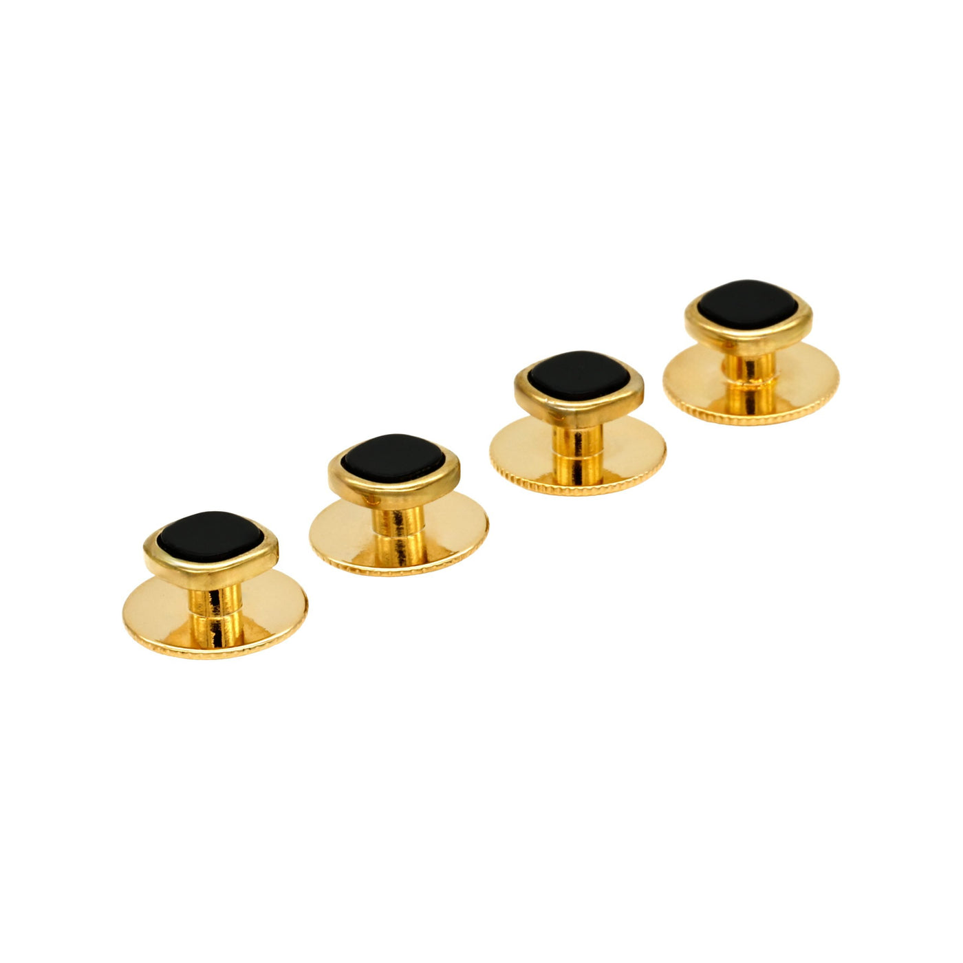 Gold Black Cushion Screw Shirt Stud (Set of 4)
